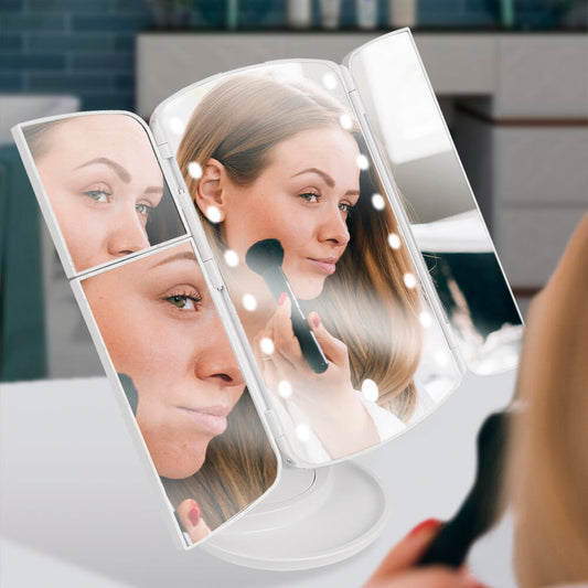 Espelho LED Glam Pro 360º com Aumento e Luz Ajustável + ENVIO GRÁTIS