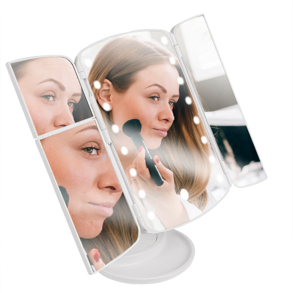 Espelho LED Glam Pro 360º com Aumento e Luz Ajustável + ENVIO GRÁTIS